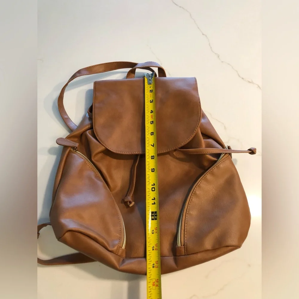 NWOT Brown Faux Leather Backpack OS_10